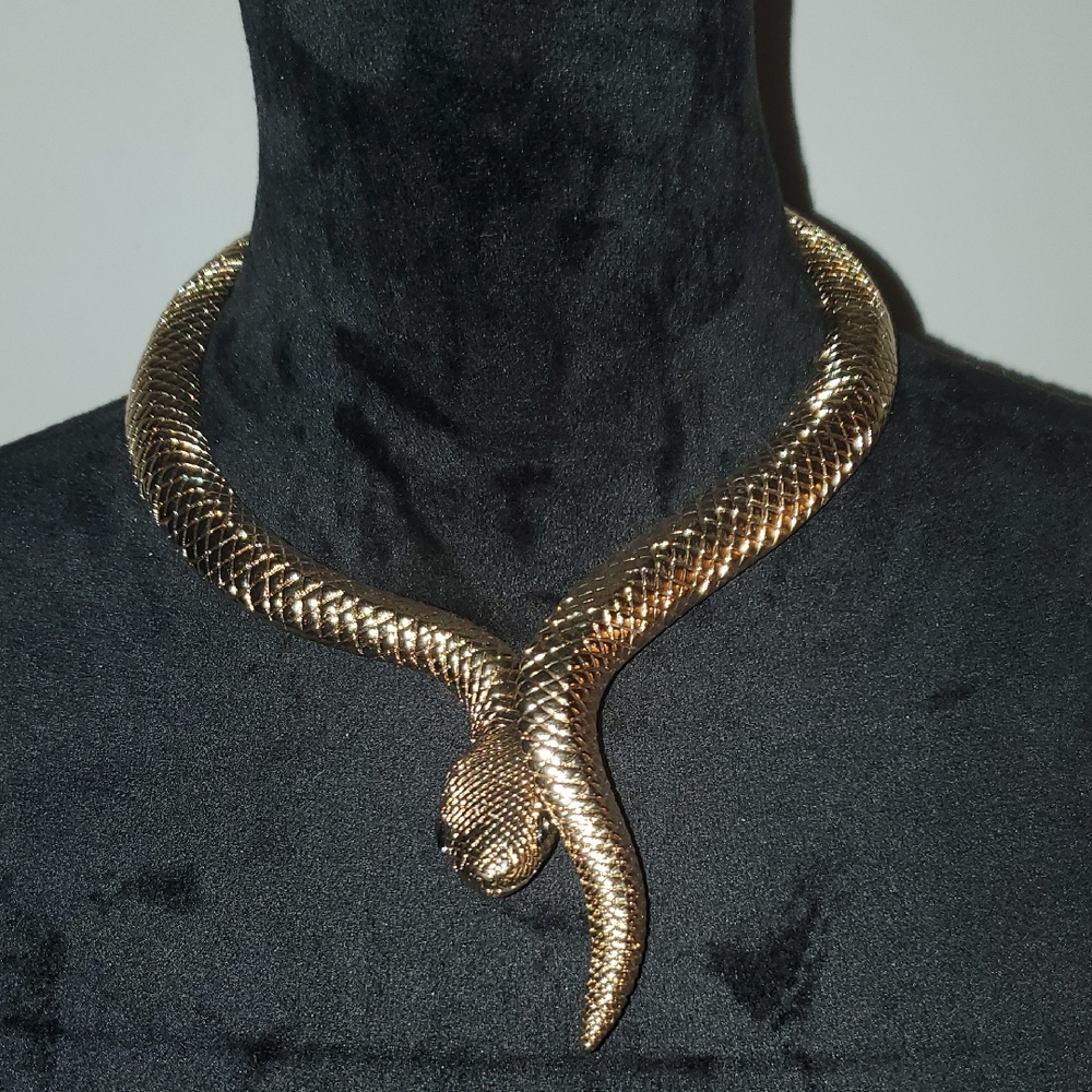 Gold Snake Reptile Necklace